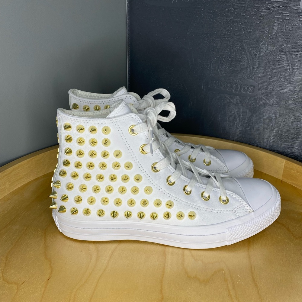 Converse Allstar Studded Spike High Top White Gold Sneak
